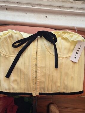 PacSun Yellow Ruffled Bustier Camisole with Black Tie